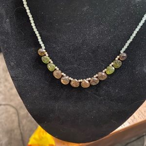 Aquamarine & Tourmaline beaded necklace